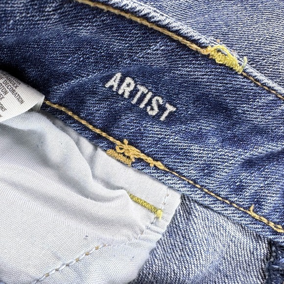 American Eagle Artist Jeans Sz 10 Long Blue Wide Leg Flare Low Rise Stretch Sk8 - Picture 10 of 16